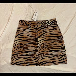 Topshop Tiger Print Denim Skirt